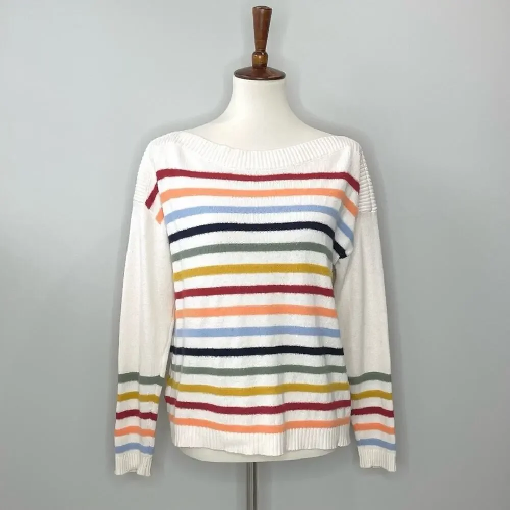 Loft Fuzzy Striped Sweater Women’s Size XS - Picture 2 of 9